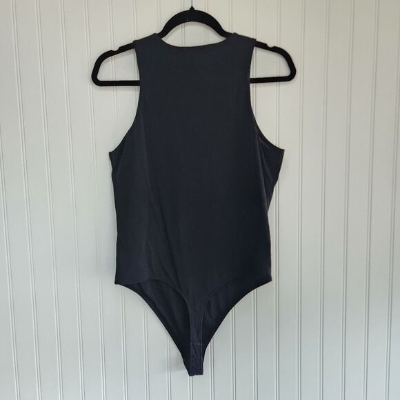 EVERLANE Black Essential High Neck Supima Cotton Blend Tank Bodysuit Large - Picture 5 of 6
